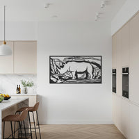 Rhino Metal Wall Art, Safari Animal Wall Decor, Wildlife Metal Sculpture, African Landscape Decor, Rustic Home Accent, Animal Lover Gift 6